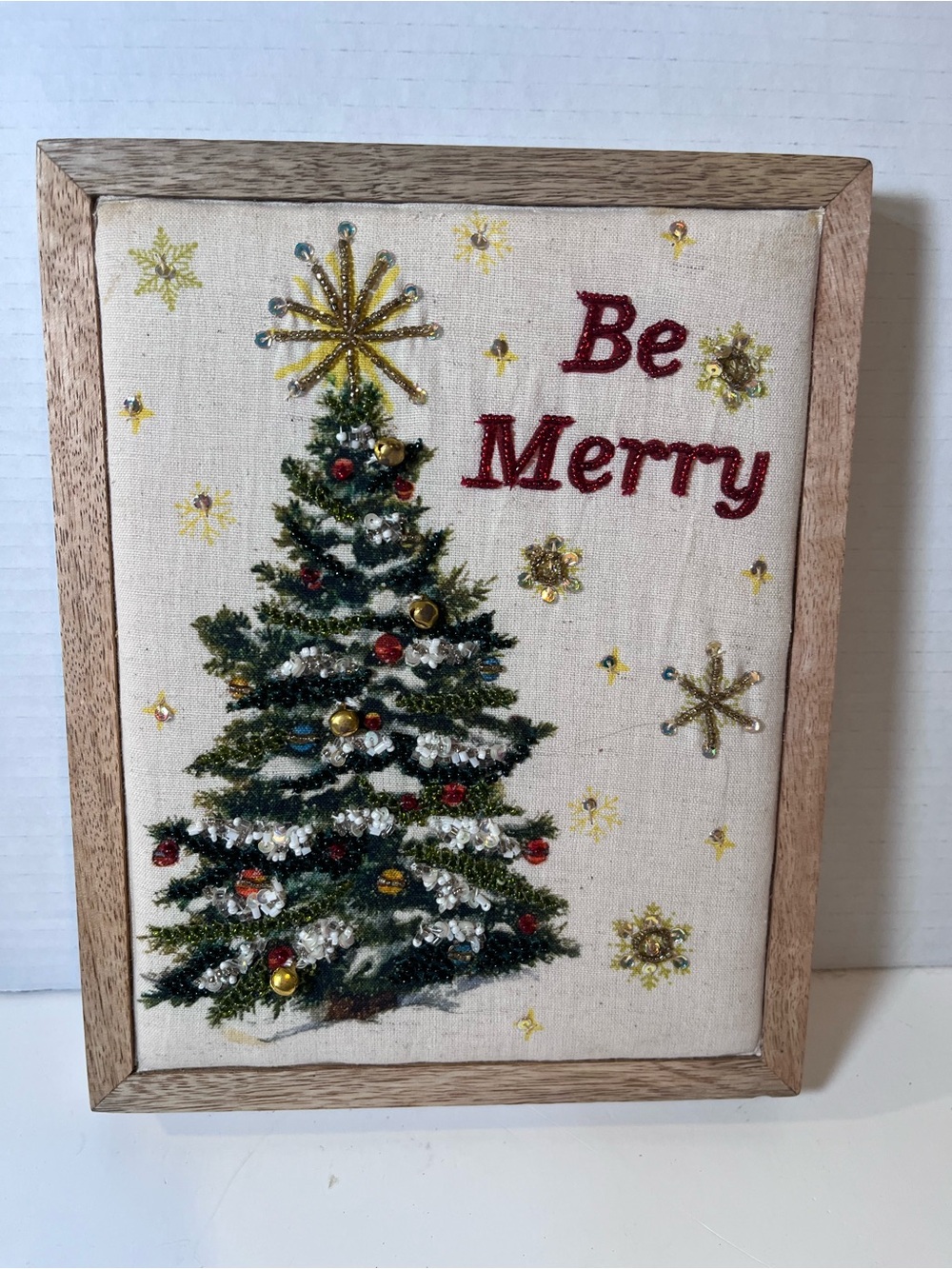 Be Merry Framed Holiday Tree Wall Art - Red & Green